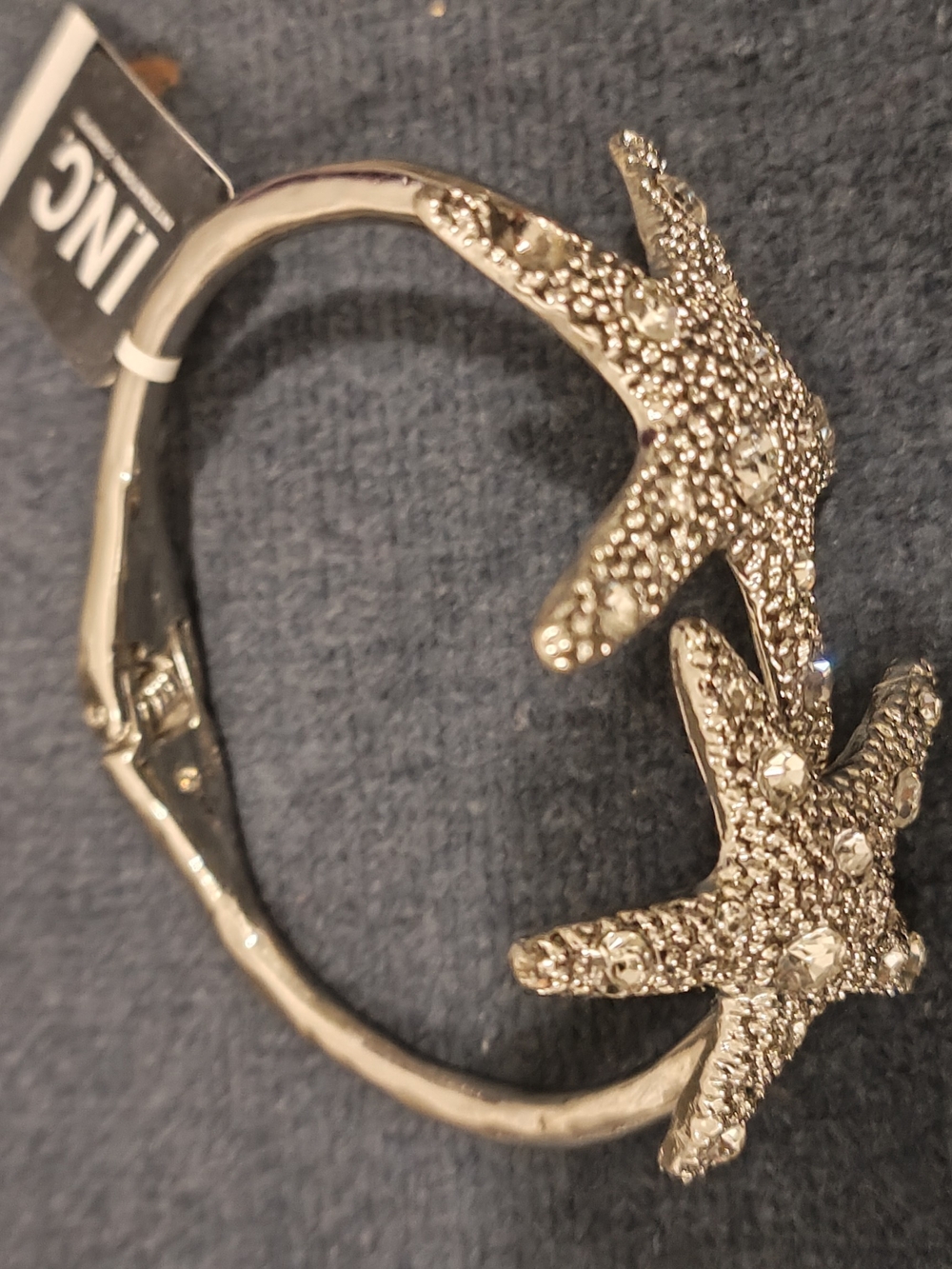 INC International Concepts Silver Starfish Hinged Bangle Bracelet